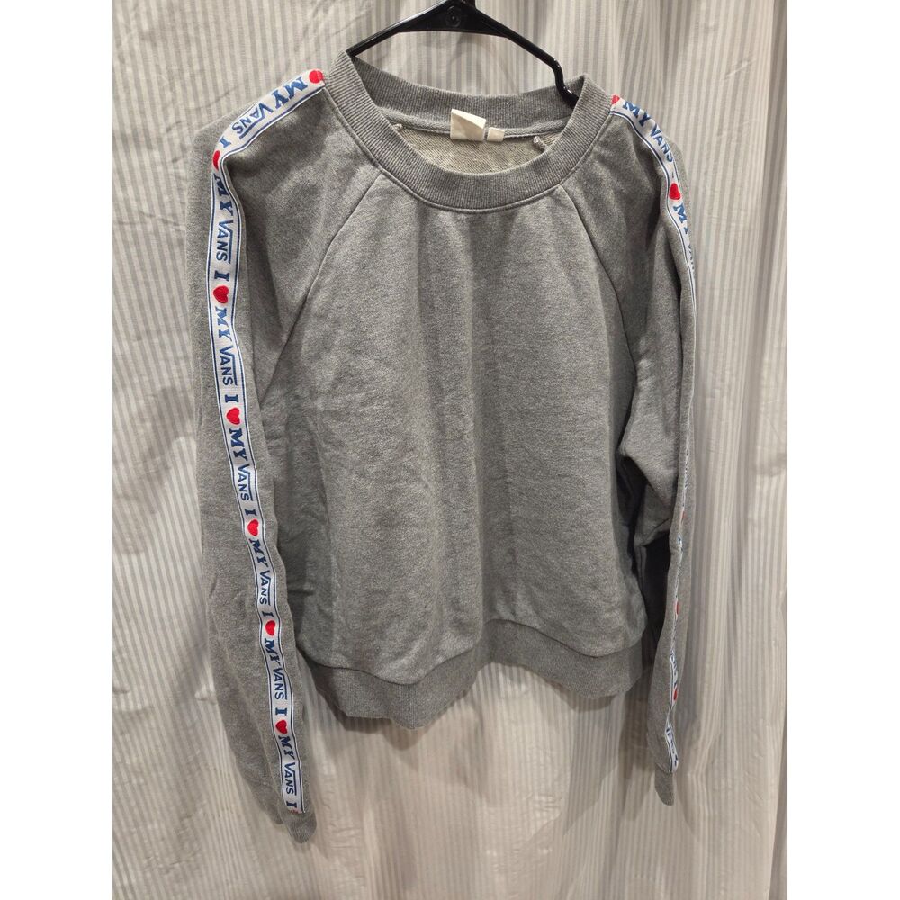 Vans Gray Ribbon Sleeve Crewneck Pullover Sweatshirt XL